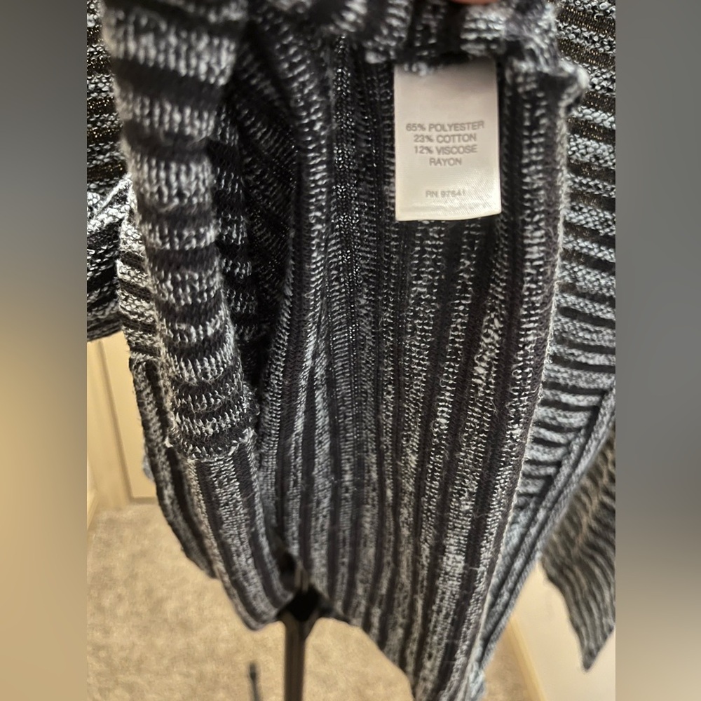 J. Jill Black and Gray Striped Knit Sweater - Picture 2 of 6